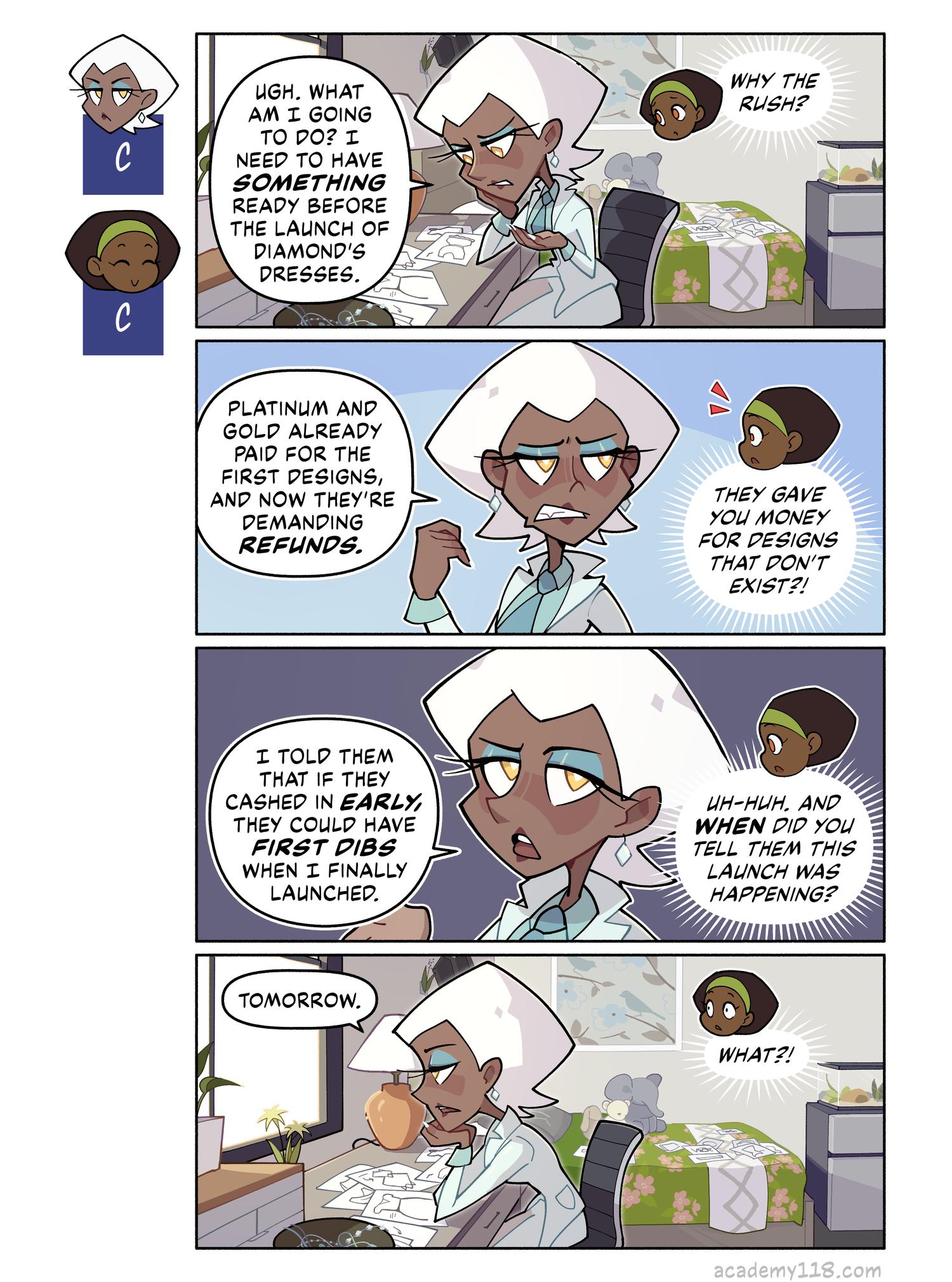 “Launch tomorrow? No, I said LUNCH tomorrow!” *NERVOUS LAUGHTER* Carbon Copies comic page 17