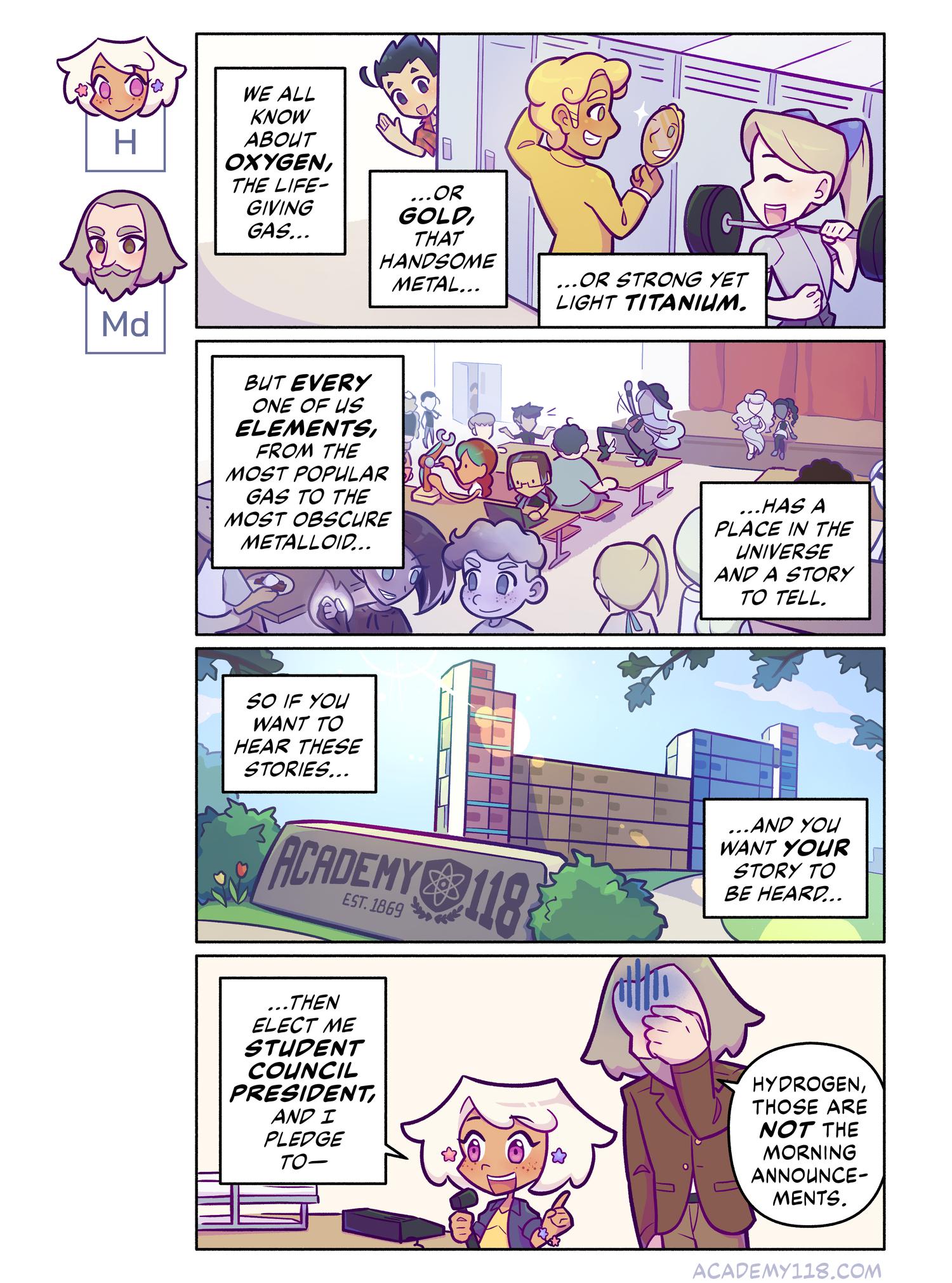 Hydrogen for President comic page 1