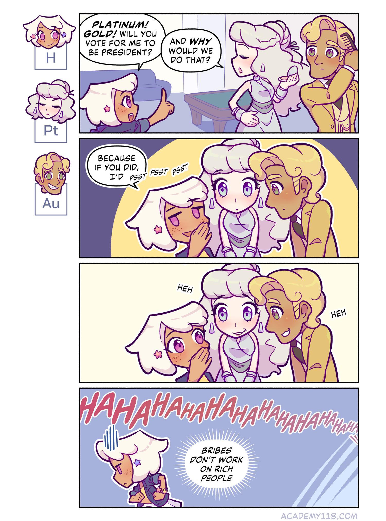 we’re going to need a bigger bribe Hydrogen for President comic page 21